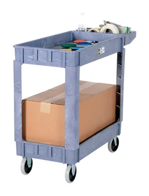 Vestil PLSC-2-1731 plastic utility service cart shown from an alternate angle