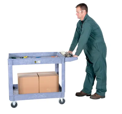 Vestil PLSC-2-2436 plastic utility service cart shown from an alternate angle