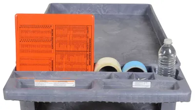 Vestil PLSC-3-2436 plastic utility service cart shown from an alternate angle