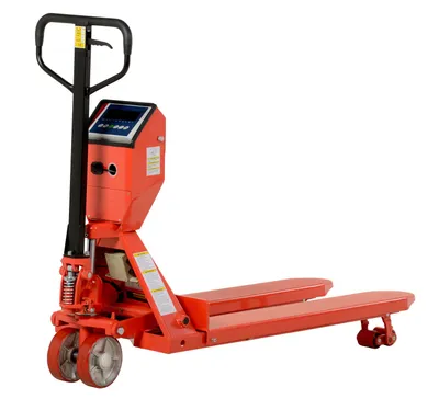 Vestil PM-2048-SCL-LP pallet trucks with digital scale shown from an alternate angle