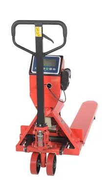 Vestil PM-2048-SCL-LP-PT pallet trucks with digital scale shown from an alternate angle