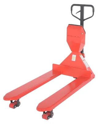 Vestil PM-2748-SCL-LP pallet trucks with digital scale shown from an alternate angle