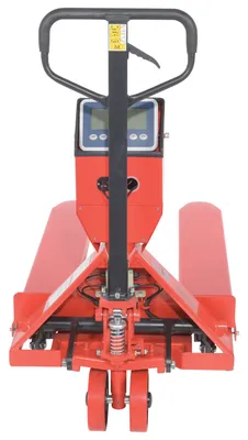 Vestil PM-2748-SCL-LP pallet trucks with digital scale shown from an alternate angle