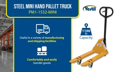 Vestil PM1-1532-MINI mini hand pallet truck feature highlights