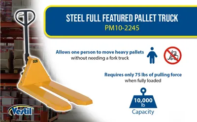 Vestil PM10-2245 full featured pallet truck feature highlights