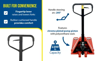 Vestil PM2-2044-SLP super low profile pallet truck feature highlights