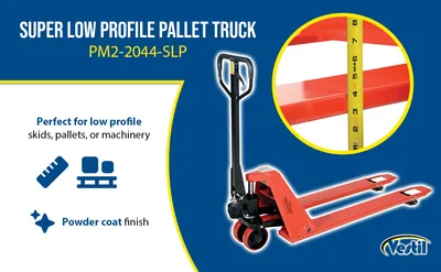 Vestil PM2-2044-SLP super low profile pallet truck feature highlights