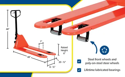 Vestil PM4-2048-LP low profile pallet truck feature highlights