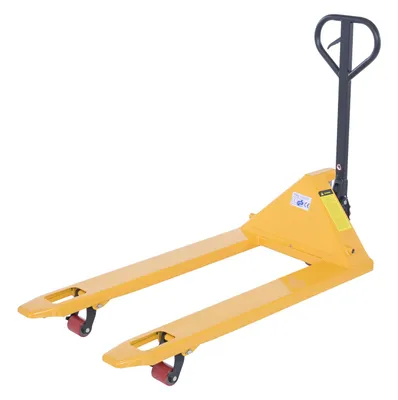 Vestil Steel Economy Pallet Truck Hand and Foot Release 62 In. x 29 In. x 48 In. 4,400 Lb. Capacity Yellow