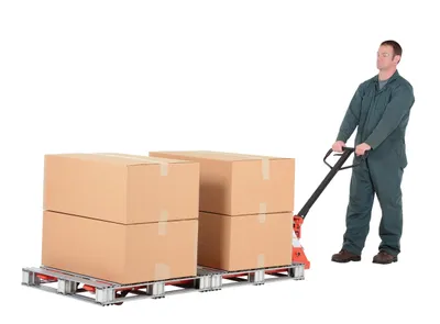 Vestil PM4-2772 full featured pallet truck shown from an alternate angle