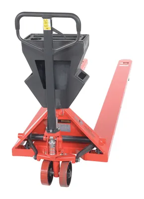 Vestil PM4-2796-UP-002 pallet trucks with p-caddy shown from an alternate angle