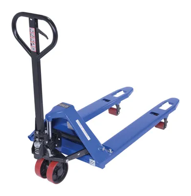 Vestil PM4-ADJ-2127-48 pallet truck with adjustable fork shown from an alternate angle
