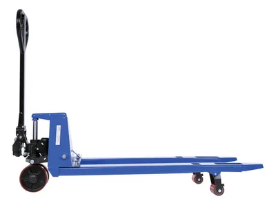 Vestil PM4-ADJ-2127-48 pallet truck with adjustable fork shown from an alternate angle