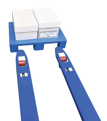 Vestil PM4-ADJ-2127-48 pallet truck with adjustable fork shown from an alternate angle