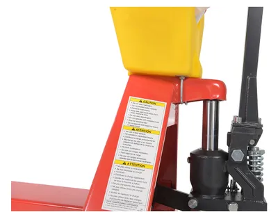 Vestil PM5-2048-UP-001 pallet trucks with p-caddy shown from an alternate angle