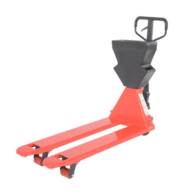 Vestil PM5-2048-UP-002 pallet trucks with p-caddy shown from an alternate angle