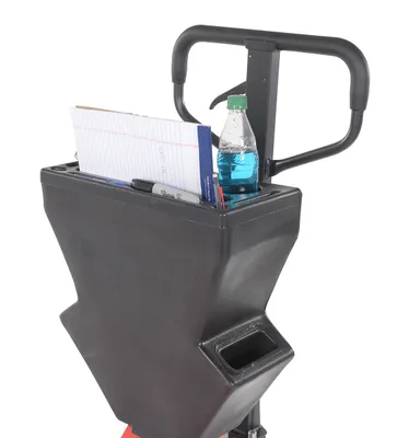 Vestil PM5-2048-UP-002 pallet trucks with p-caddy shown from an alternate angle