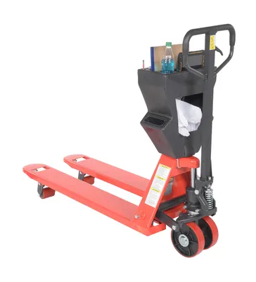Vestil PM5-2048-UP-002 pallet trucks with p-caddy shown from an alternate angle