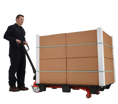 Vestil PM5-2738-WN wheel nose pallet truck shown from an alternate angle