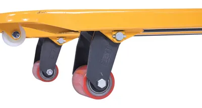 Vestil PM5-2748-DMHB pallet trucks with hand brake shown from an alternate angle