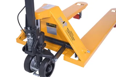 Vestil PM5-2748-HB pallet trucks with hand brake shown from an alternate angle