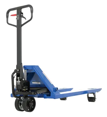 Vestil PM5-2748-PA-BL ergonomic power assist pallet truck shown from an alternate angle