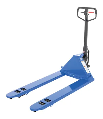 Vestil Steel Ergonomic Power Assist Pallet Truck 27 In. x 48 In. 5000 Lb. Capacity Blue