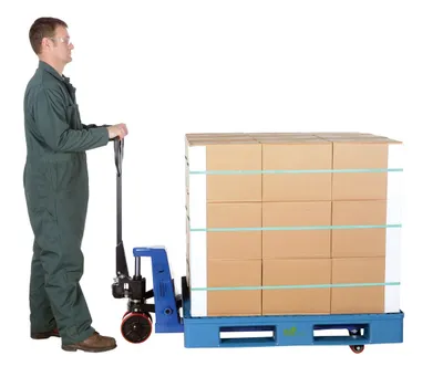 Vestil PM5-2748-QL quick lift pallet truck shown from an alternate angle