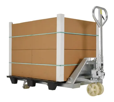 Vestil PM5-2748-S-G specialized pallet truck shown from an alternate angle