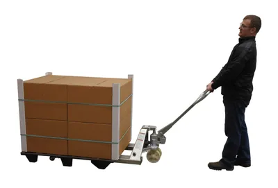 Vestil PM5-2748-S-Z specialized pallet truck shown from an alternate angle