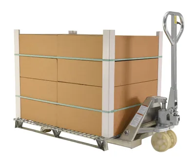Vestil PM5-2748-S-Z specialized pallet truck shown from an alternate angle