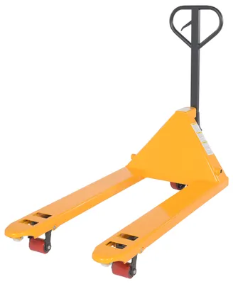 Vestil PM5-2748-Y standard pallet truck shown from an alternate angle