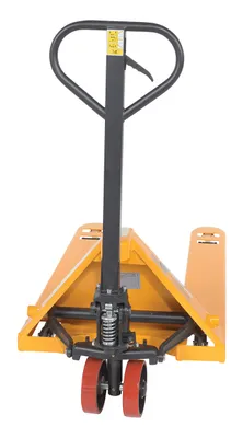 Vestil PM5-2748-Y standard pallet truck shown from an alternate angle