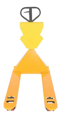Vestil PM5-2748-Y-UP-001 pallet trucks with p-caddy shown from an alternate angle