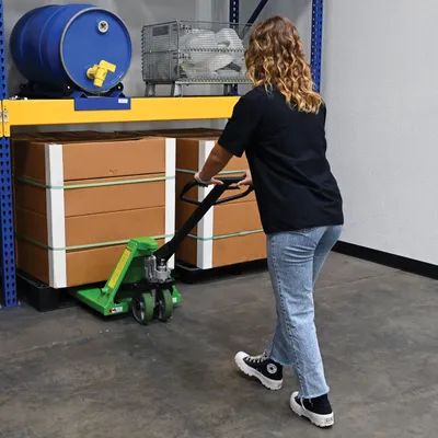 Vestil PM5-PGL-2048 manual pallet truck (pegasolift) shown from an alternate angle