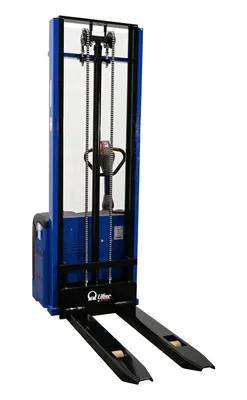 Vestil Steel Pramac 12 Volt Battery Powered Fixed Fork Stacker 72 In. x 33-1/2 In. x 88-3/4 In. 2500 Lb. Capacity Blue