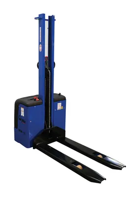 Vestil Steel Pramac DC Powered Narrow Mast Stacker Fixed Forks 67 In. x 31 In. x 73-1/2 In. 2200 Lb. Capacity Blue / Black