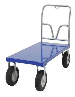 Vestil PNU-2448 pneumatic tire steel platform truck shown from an alternate angle