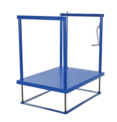 Vestil Steel Ergonomic Post-Crank Worker Platform 48 In. x 36 In. x 65-5/8 In. 500 Lb. Capacity Blue