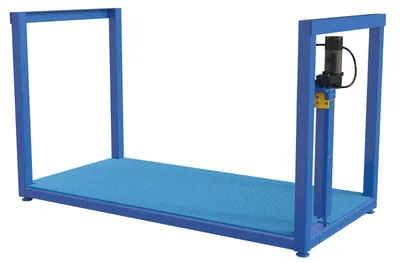 Vestil Steel Ergonomic Electric/Hydraulic Post-Crank Worker Platform With Mat 36-1/4 In. x 73-3/16 In. x 39-1/4 In. 500 Lb. Capacity Blue