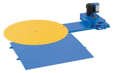 Vestil POW-CAR-50-R-4848 low-profile powered carousel shown from an alternate angle