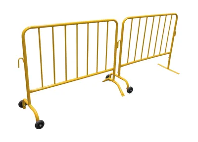 Vestil PRAIL-48-Y-W crowd control interlocking barrier shown from an alternate angle