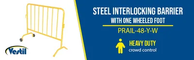 Vestil PRAIL-48-Y-W crowd control interlocking barrier feature highlights