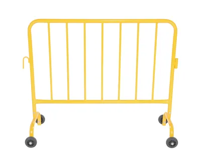 Vestil PRAIL-48-Y-WW crowd control interlocking barrier shown from an alternate angle