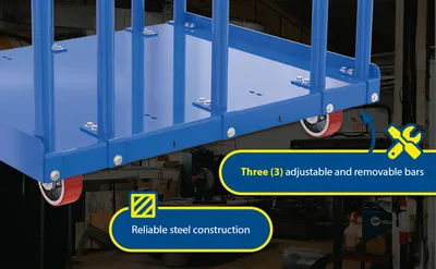 Vestil PRCT-HD-44-AB heavy-duty panel cart feature highlights