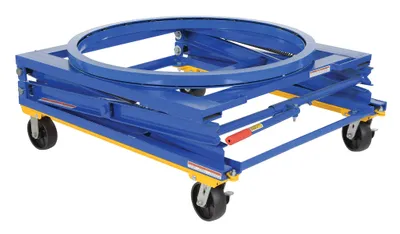 Vestil Steel Adjustable Pallet Carousel Stand with Casters 48-13/16 In. x 40-1/2 In. x 18-13/16 In. 1500 Lb. Capacity Blue