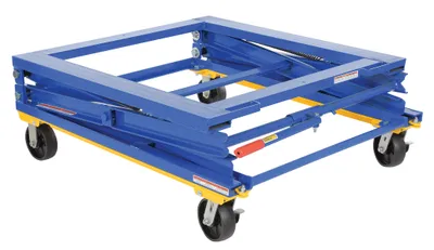Vestil Steel Adjustable Pallet Stand with Casters 48-13/16 In. x 40-1/2 In. x 16-13/16 In. 1500 Lb. Capacity Blue