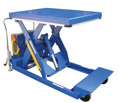 Vestil Steel Heavy Duty Portable 115 Volt AC Powered Scissor Lift Table 24 In. x 64 In. 2000 Lb. Capacity Blue