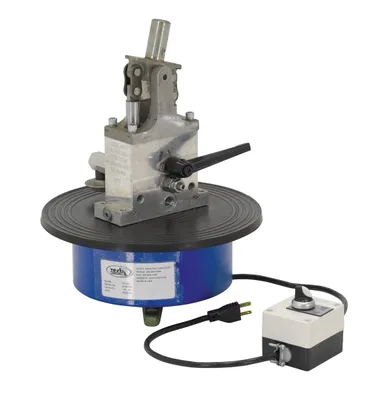 Vestil PT-100 powered turntable shown from an alternate angle