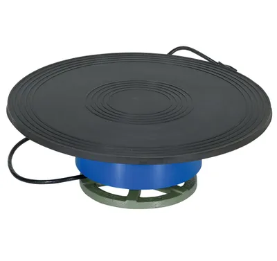 Vestil PT-250 powered turntable shown from an alternate angle